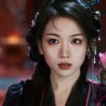 Том 2 (Совершенствование Бессмертного): Глава 29 Искусственно созданный персонаж с цветком в волосах на фоне фантазийного интерьера.