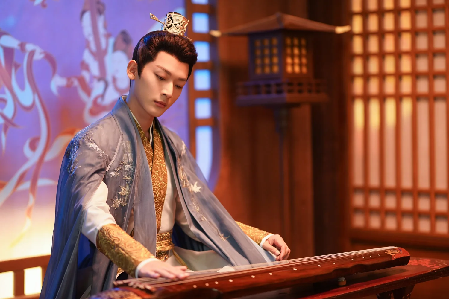 Искусственный интеллект создает сцену с музыкантом в традиционной одежде