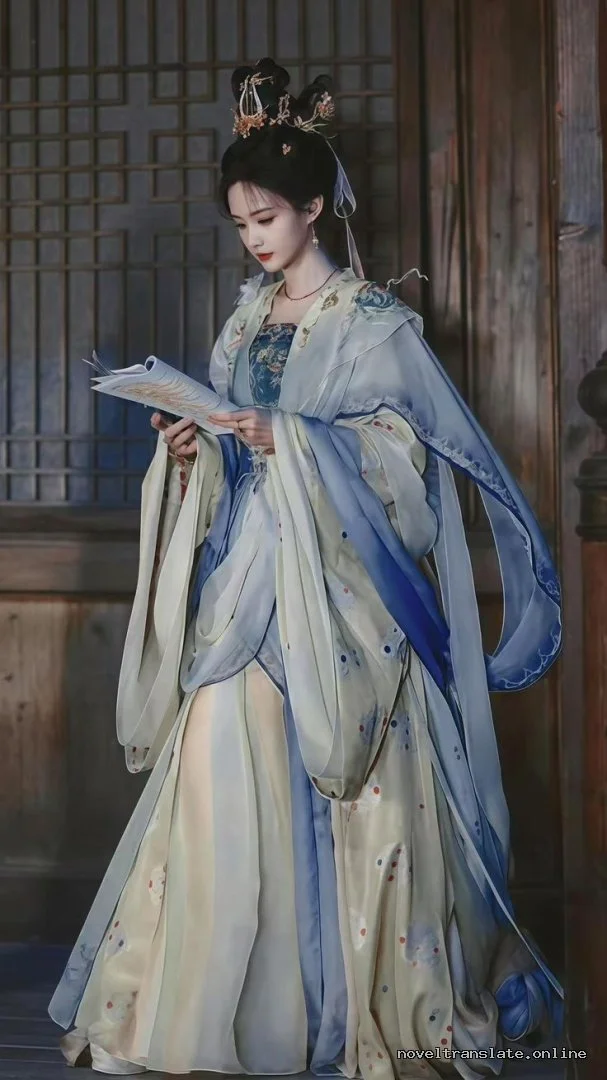 Женщина в традиционном китайском платье читает книгу