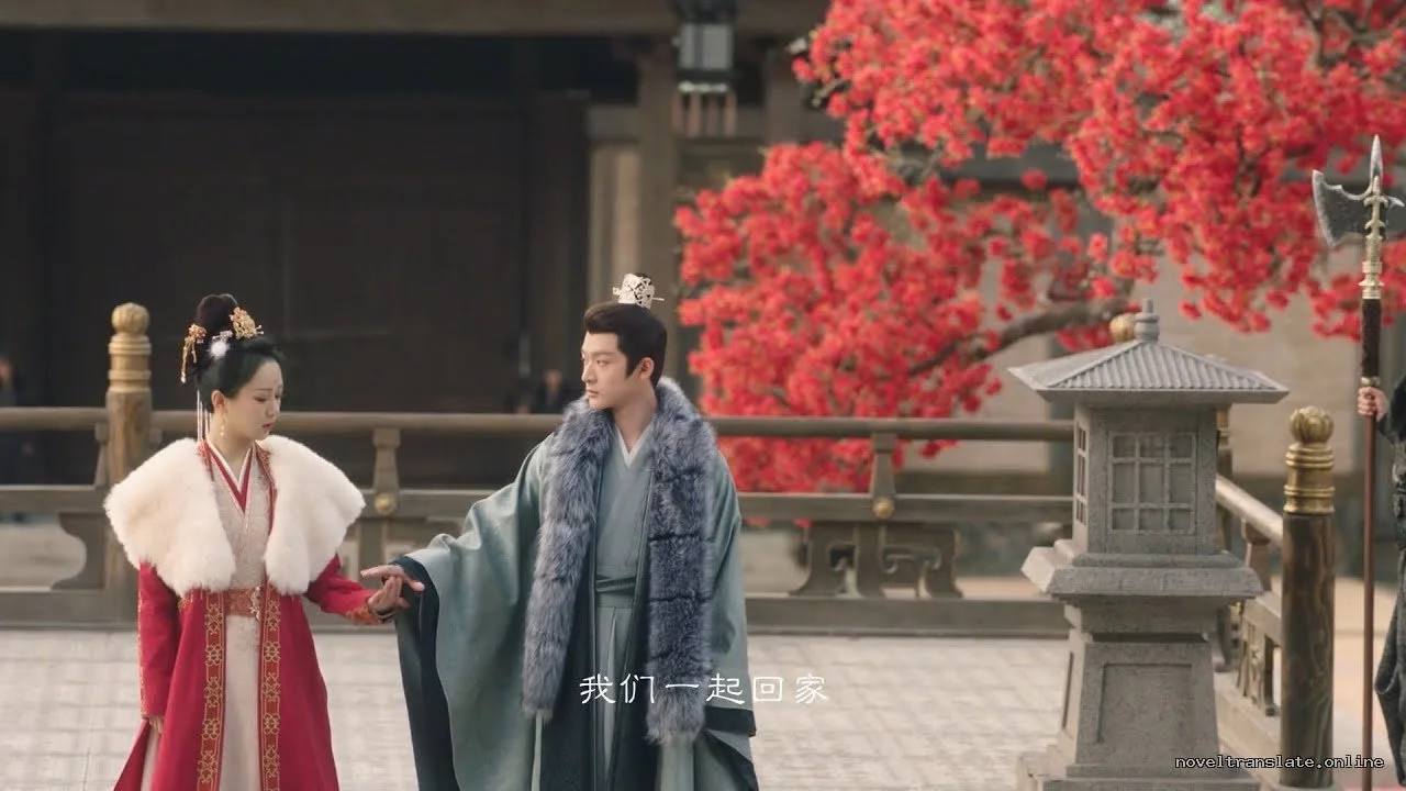 Двое в традиционной одежде на фоне красных цветов