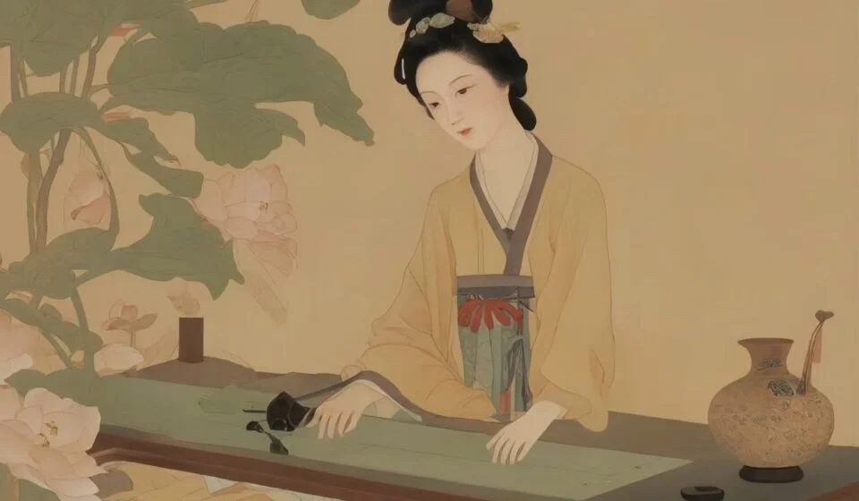 Искусственный интеллект создает традиционное искусство с женщиной в кимоно