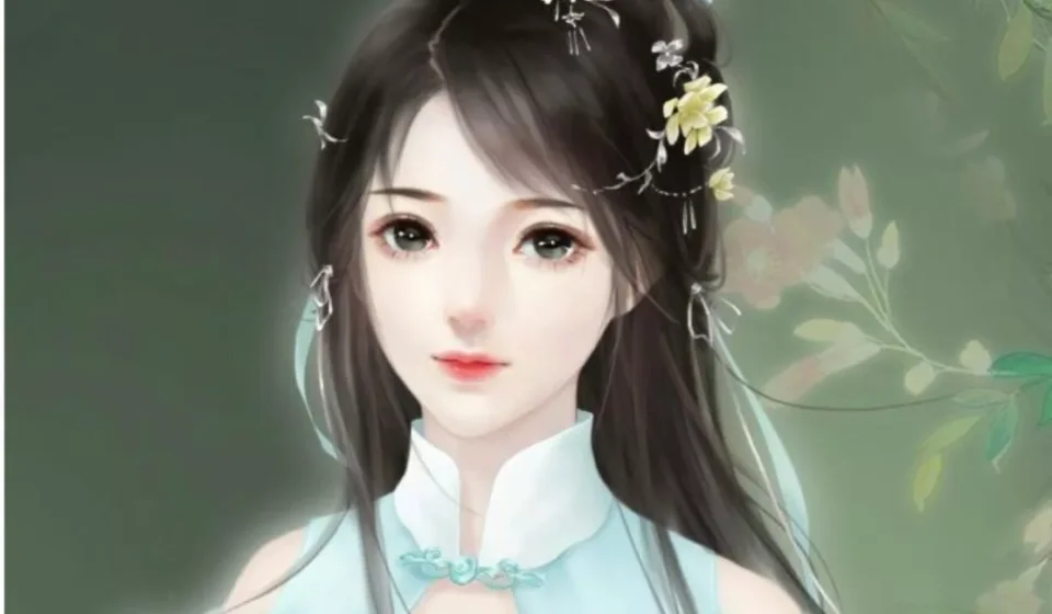 Иллюстрация девушки в традиционной одежде с цветами в волосах