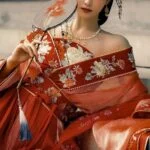 Женщина в традиционном восточном наряде с веером