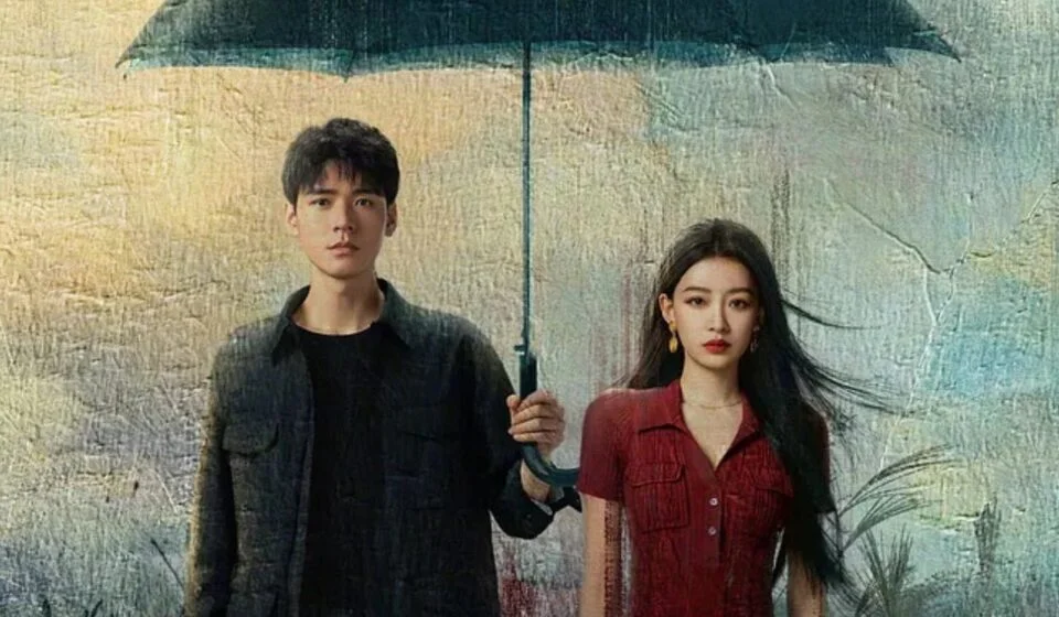 Двое людей под зонтом на фоне природы, ai-generated