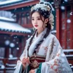 Глава 15: Симпатия Женщина в традиционной одежде в зимнем пейзаже