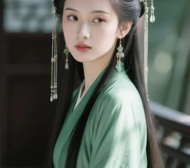 Женщина в традиционном китайском платье и украшениях